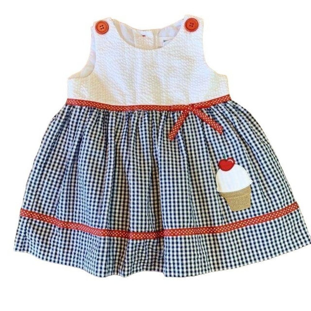 KORANGO Australia Girls Ice-Cream Dress 12-18 Mos Gingham Toddler Girl Summer